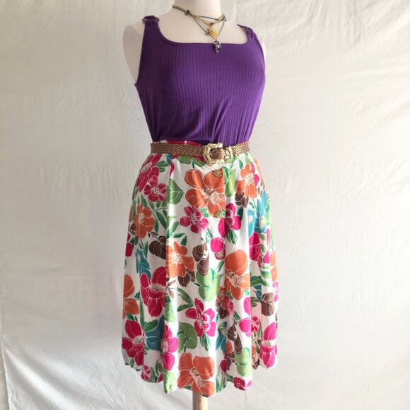 Vintage Floral Button Front Skirt Cottagecore - Picture 4 of 12